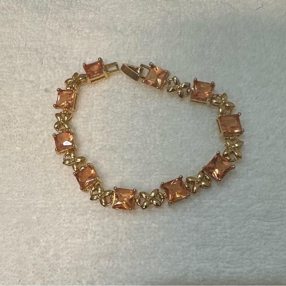 Gold Bracelet with Orange Gemstones